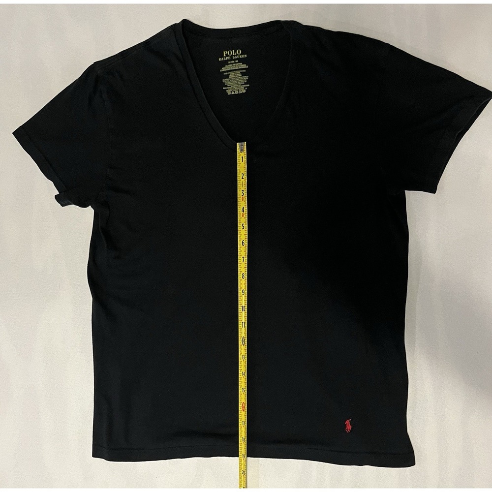 Polo Ralph Lauren T-Shirt Black Mens Medium M Embroidered V Neck Casual - Picture 3 of 5
